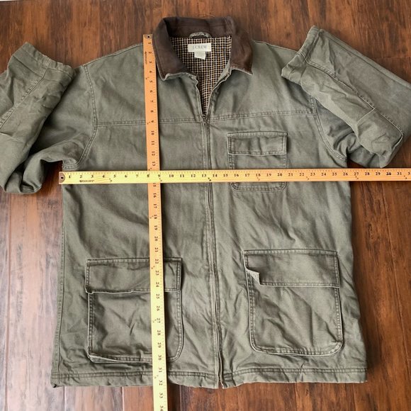 J. CREW Men's Canvas Full Zip Jacket Brown Genuine Leather Collar - Picture 9 of 9